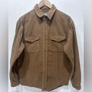 Uniqlo Men’s Brown Cotton‎ Corduroy Work Long Sleeve  Shirt Size M